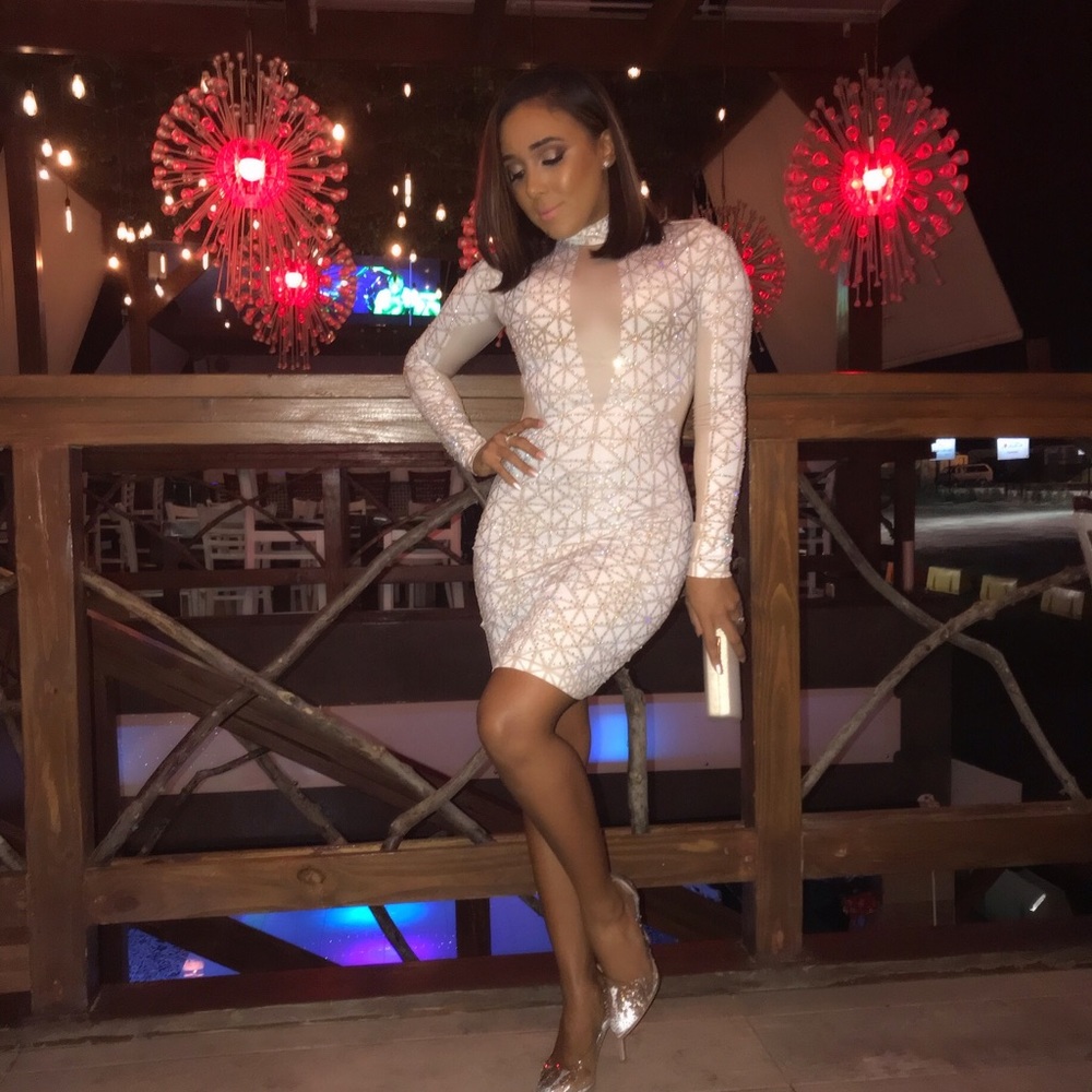 Prime Constellation Mini Dress - White/Nude